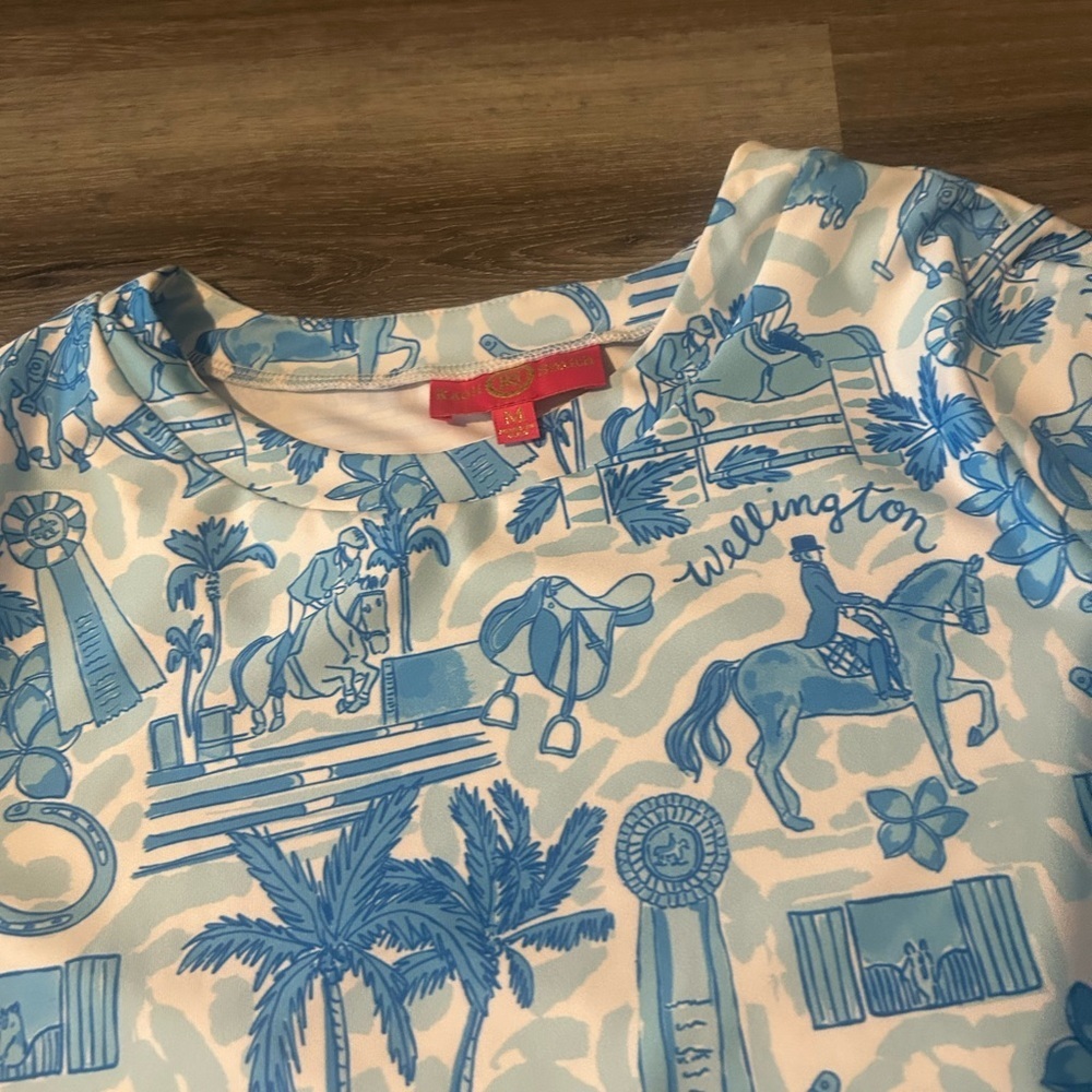 Kaeli Smith Blue and White Equestrian Print Midi Dress - Picture 6 of 7